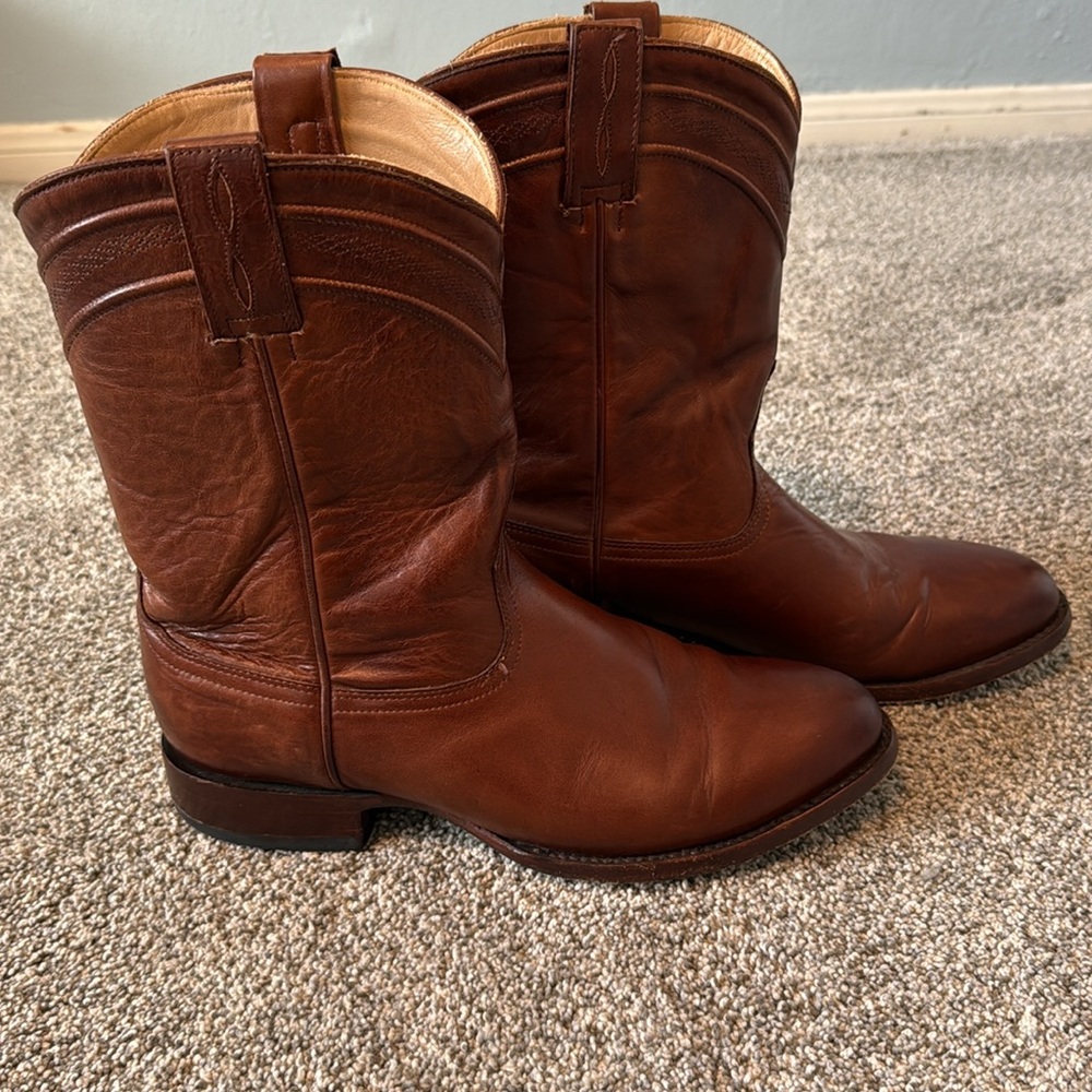 JRC & SONS MEN'S KINGSTON BRUSH OFF GOAT LEATHER ROUND TOE ROPER BOOT 10D - Picture 5 of 7